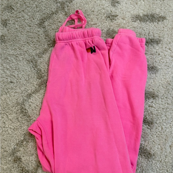 Aviator Nation Logo Sweatpants - NEON PINK - Picture 3 of 5